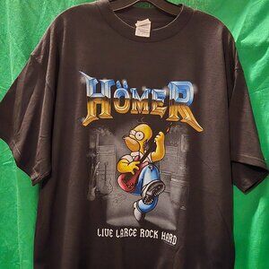 Vintage Unisex Homer Simpson Live Large Rock Hard T-Shirt XL New! Never Worn.